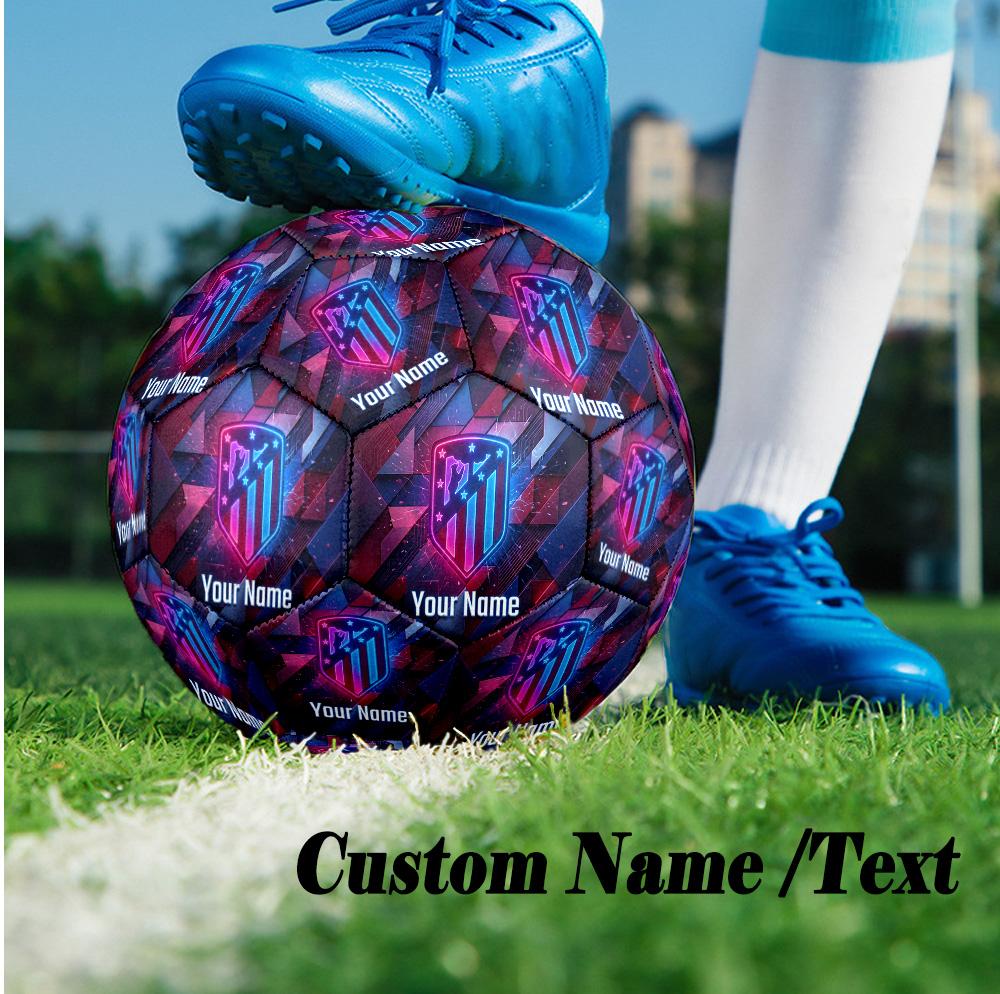 Size 5 Football Custom Name Text, Outdoor Training Soccer BallAtletico Madrid