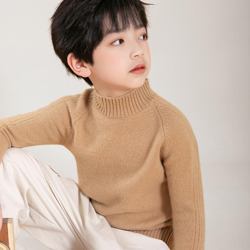 Kids Sweater 100% Merino Wool Turtleneck Children Winter Thick Wool Knitted Pullover Soft Warm Autumn Jumper Knit Tops Long Sleeve