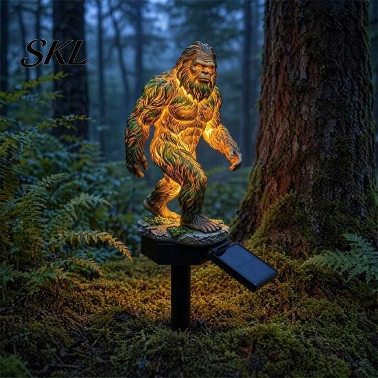 Elf Garden Solar Light Dragon Gorilla Statue Light, Gothic Medieval Resin Outdoor Lantern Sculpture, Powered Courtyard Lamp Fantasy Decor for