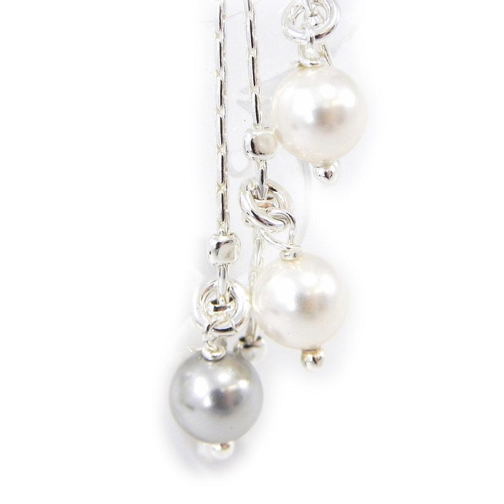 Les Trésors De Lily [G1916] - Серебряные серьги "Сисси" бело-серые.