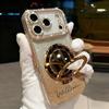 Name Rhinestone Glitter Powder Bracket Makeup Mirror Phone Case TPU For iPhone 11 12 13 14 15 16 17 Pro Max Air Plus