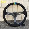 14-дюймовое 350-мм JDM Модифицированное Автомобильное Стилевое Рулевое Колесо из Замшевой Кожи с 3-цветной Прострочкой Гоночное Игровое Рулевое Колесо Универсальное