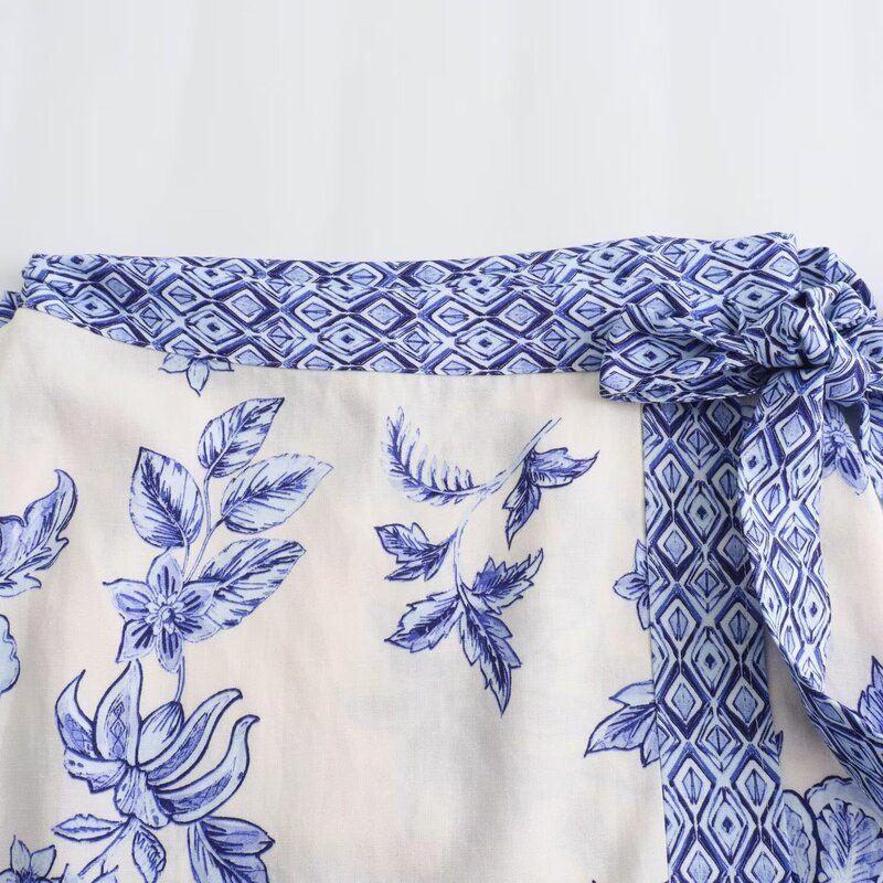 Fashion Style 2024 Summer New Arrival Women's Clothing High Waist One-Piece Culottes Flower Printing Skirt 9878108