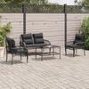 VidaXL Garden Lounge Set 4 Pcs with Black Wicker Cushions, Outdoor Sofa Set, Garden Furniture Set, Set 368727