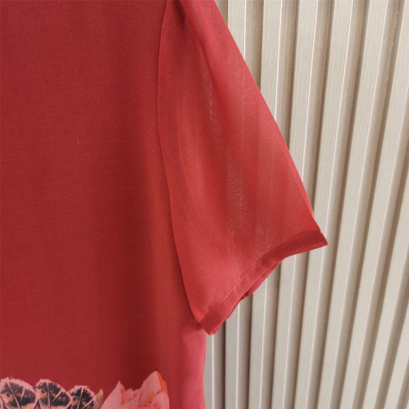 Dress Women's Summer New Arrival Hangzhou Middle-Aged and Elderly Summer Dress Middle-Aged Ladieswear Elegant Floral Silk Skirt