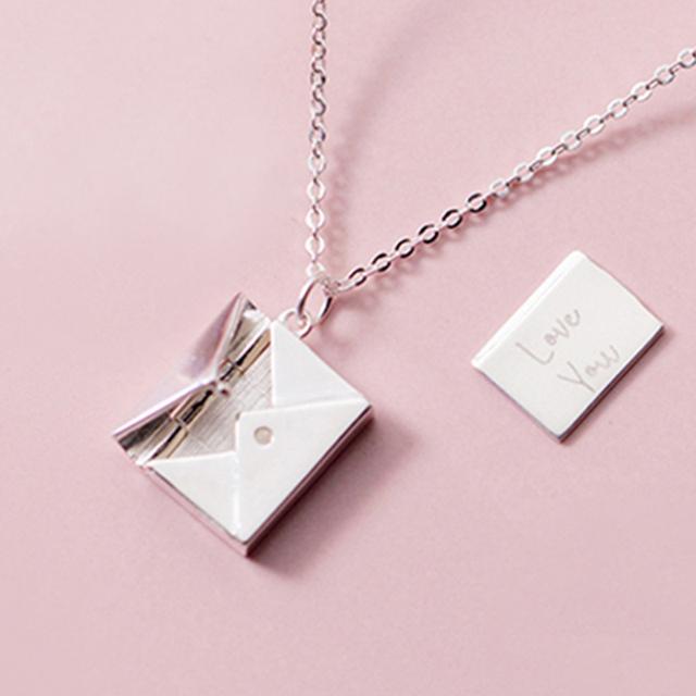 Подлинная подвеска из стерлингового серебра 925 пробы, ожерелье для женщин, конверт, любовник, подвеска с надписью, лучшие подарки для подруги