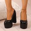 Отпразднуйте 2025 Новая Весна Осень Супер Высокий Каблук Женская Обувь Сексуальные Лакированные Туфли-Лодочки с Круглым Носком Платформа Толстый Каблук