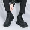 Черные мужские ботинки на толстой подошве, классический минималистский стиль, для езды на мотоцикле, для повседневного использования, для офиса и отдыха, размер 38-45