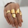 Персонализированное кольцо, Нержавеющая сталь, Вакуумное покрытие 18K золотом, Неправильная форма, Широкая лицевая часть, Открытое, Ювелирное изделие