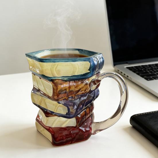 Кружка-книга с картинками, 3D-книга, стопка книг, кружка, вдохновленная романом, 420 мл, нарисованная вручную, художественная, литературная кружка для книголюбов, учителей, библиотекарей