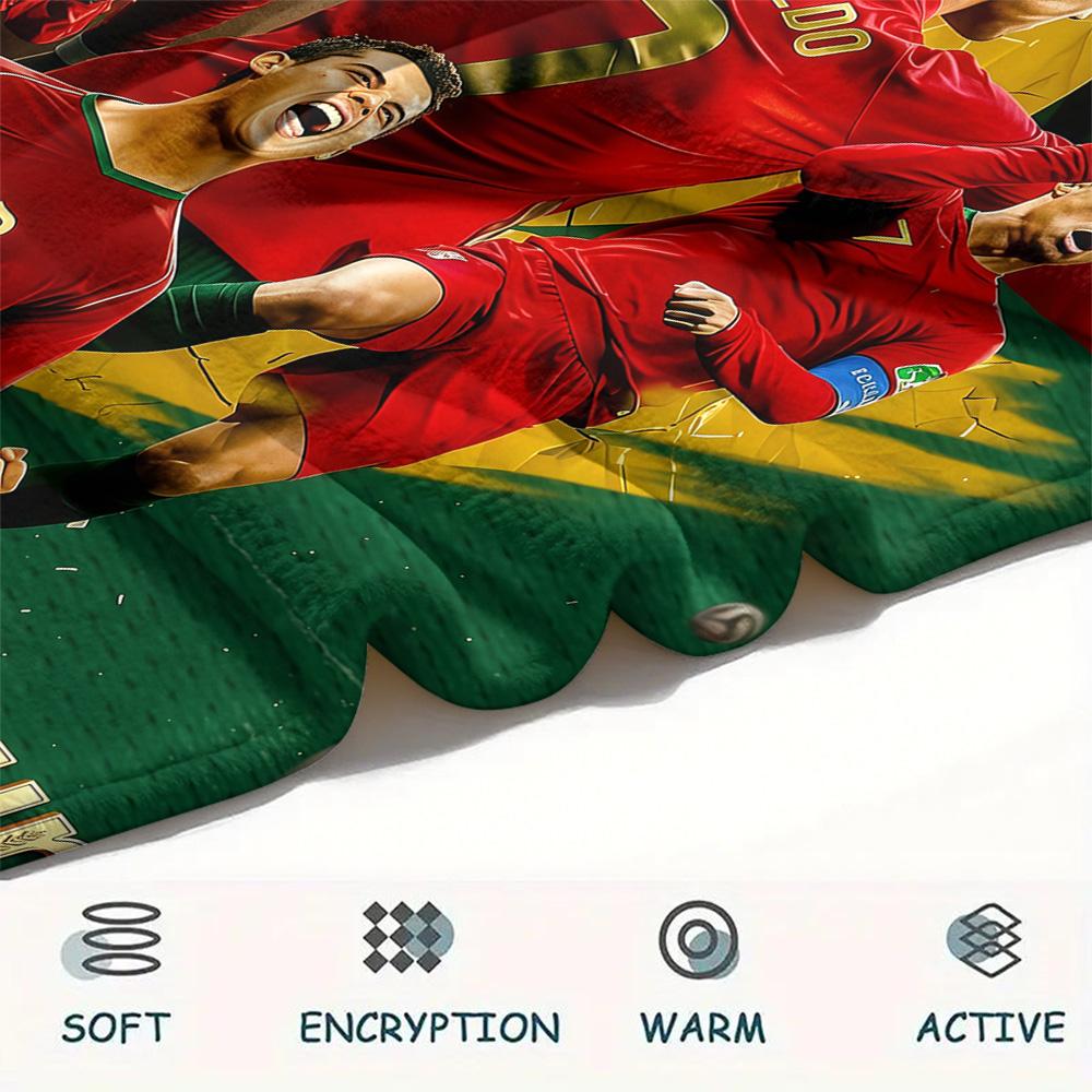 1PC Custom Name CR7 Patterned Flannel Blanket Suitable For All Seasons for Home Decor Warmth and Comfort Gifts Holiday Present -HE118