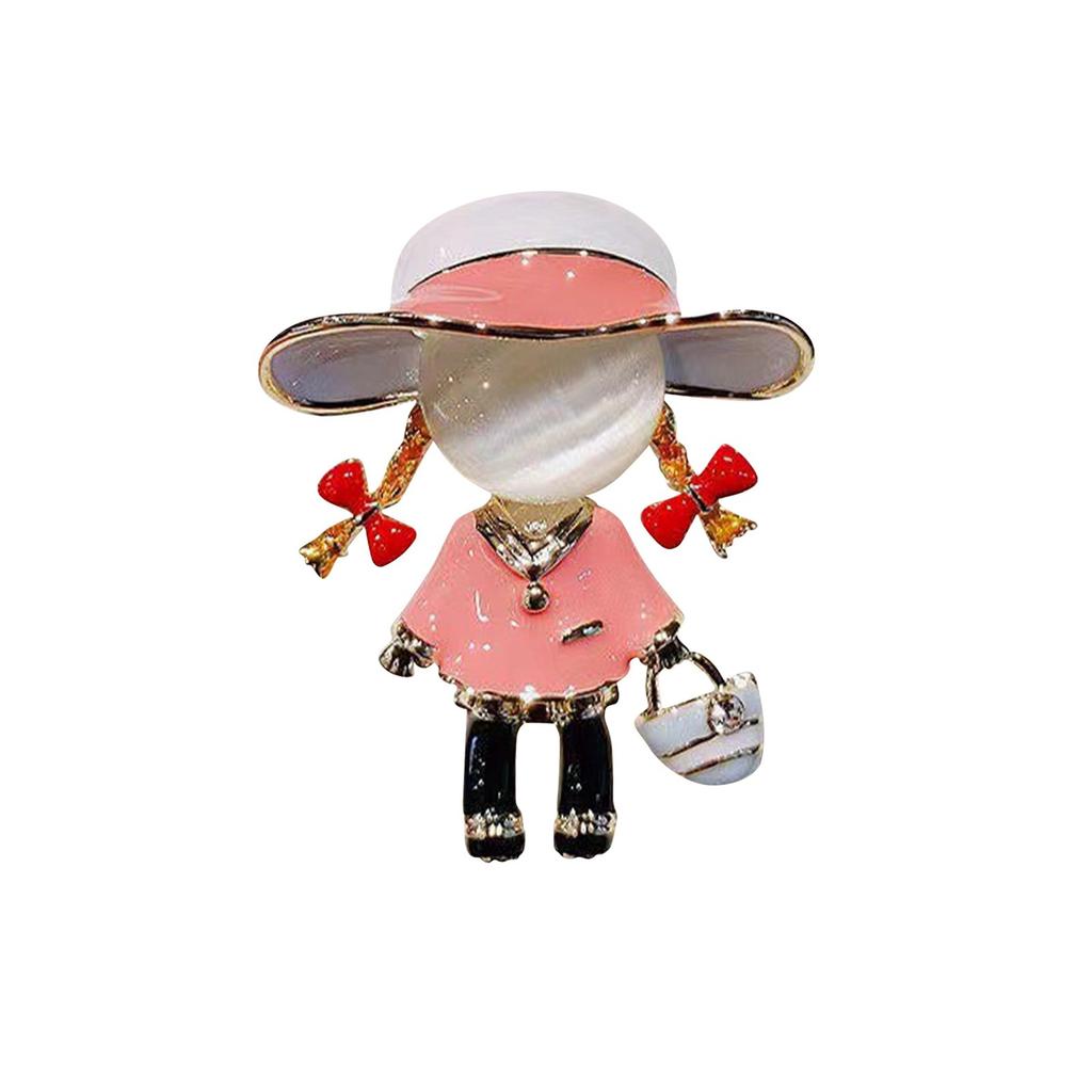 Модная брошь для девочки-пикника с бантом и двойным хвостиком