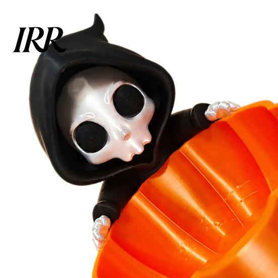 Small Potted Plant Stand Halloween Candy Bowl, 3D Printed Grim Reaper Snack Holder Dish, Spooky Fun Seasonal Home Accents Skeleton Serving Bowl