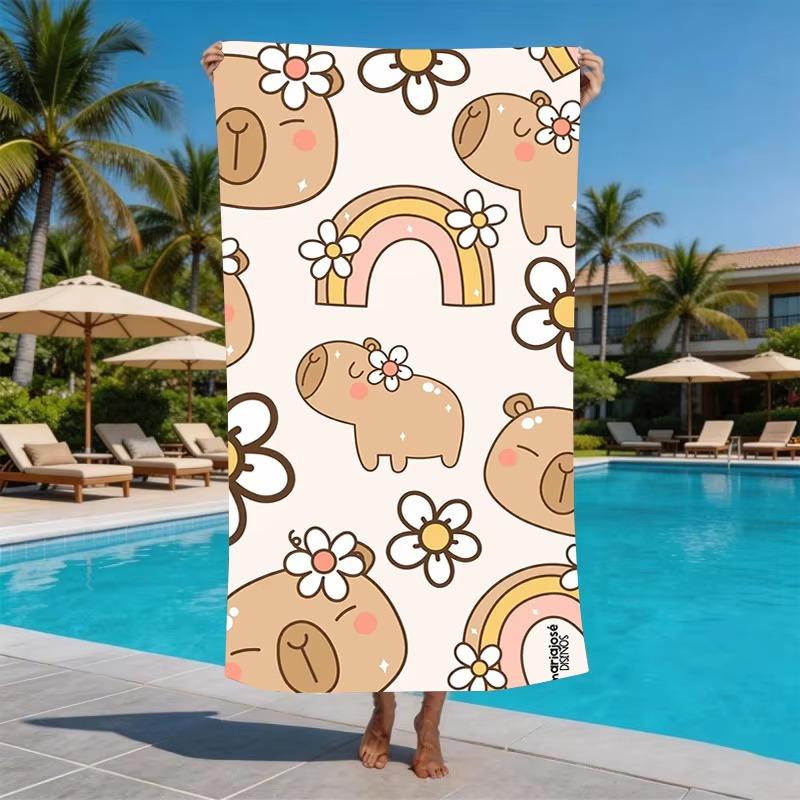 Cute Kawaii Capybara Multiple Sizes Microfiber Beach Towel Sand Free Quick Dry Super Absorbent Pool Towels Swim Blanket