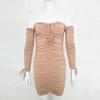 Осенне-зимнее бандажное платье женское сексуальное с открытыми плечами с длинным рукавом тонкое эластичное облегающее платье для вечеринки черное, белое, желтое, красное, кофейное, армейский зеленый, SML