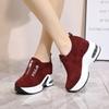 Women's Sports Shoes 2024 Autumn New Fashion Letter Wedge Suede Leather Tennis Shoes Thick Sole Lace Up Black Zapatilla Mujer