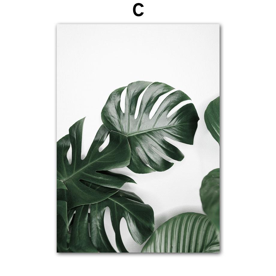 Тропические растения, пальмовые листья, белый цветок, настенная живопись на холсте, плакаты на скандинавскую тему и принты, настенные панно для декора гостиной