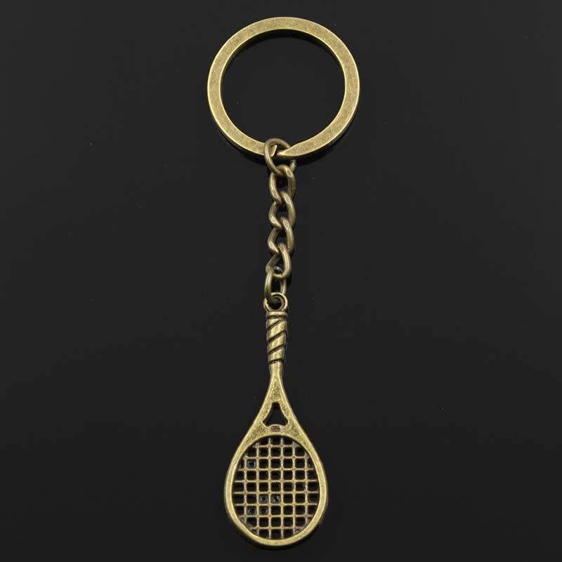 Модный брелок 48x19 мм, теннисная ракетка для бадминтона, бронзовые подвески, сделай сам, мужские ювелирные изделия, автомобильный брелок, кольцо-держатель для подарка