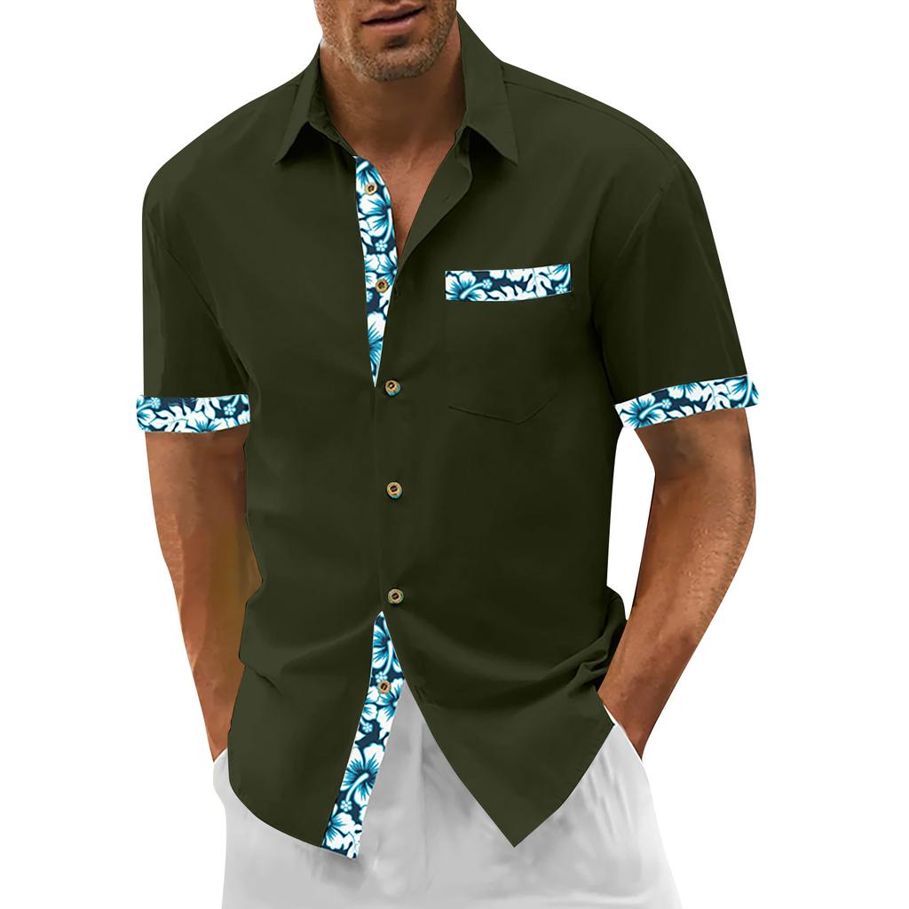 Гавайская рубашка для мужчин, мужские винтажные рубашки для боулинга на пуговицах, летняя пляжная рубашка с коротким рукавом