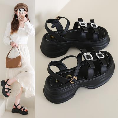 2025 Новые летние блестящие сандалии женские 8 см танкетка платформа обувь с открытым носком женские туфли на толстой подошве повседневные сандалии