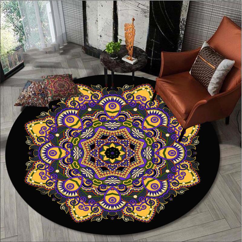 Ретро Мандала круглый ковер для гостиной скандинавский напольный коврик для детской комнаты противоскользящий коврик для компьютерного кресла коврик для спальни домашний декор