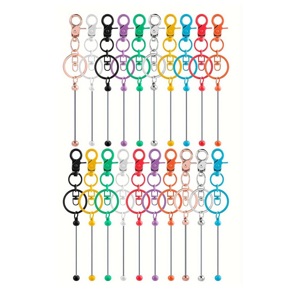 20 Pieces Alloy Bead Keychain Set Sturdy Lobster Clasp Jewelry Making Set for Keyrings and Craft Supplies Daily Use