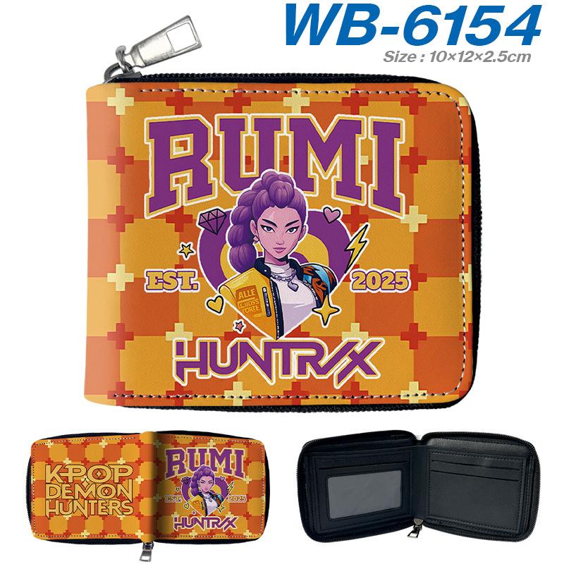 K-Pop Demon Hunters Short PU Zip Wallet Anime Card Holder Mini Coin Purse Black 1pcs