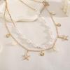 2Pcs 14K Gold Plated Waist Chain for Women, Layered Belly Chains Belt Adjustable, Bohemian Starfish Shell Beaded Bikini Body Chain for Beach, Summer