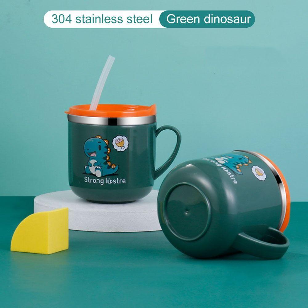 250ML Anti-Hot Baby Feeding Cup Stainless Steel Toddler Water Bottle Tableware Straw Cup Children