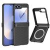 For Wireless Charging Phone Case for Samsung Z Flip 6 5 4 3 Flip6 Flip5 Flip4 Flip3 PU Leather Magnetic Hinge Protective Cover