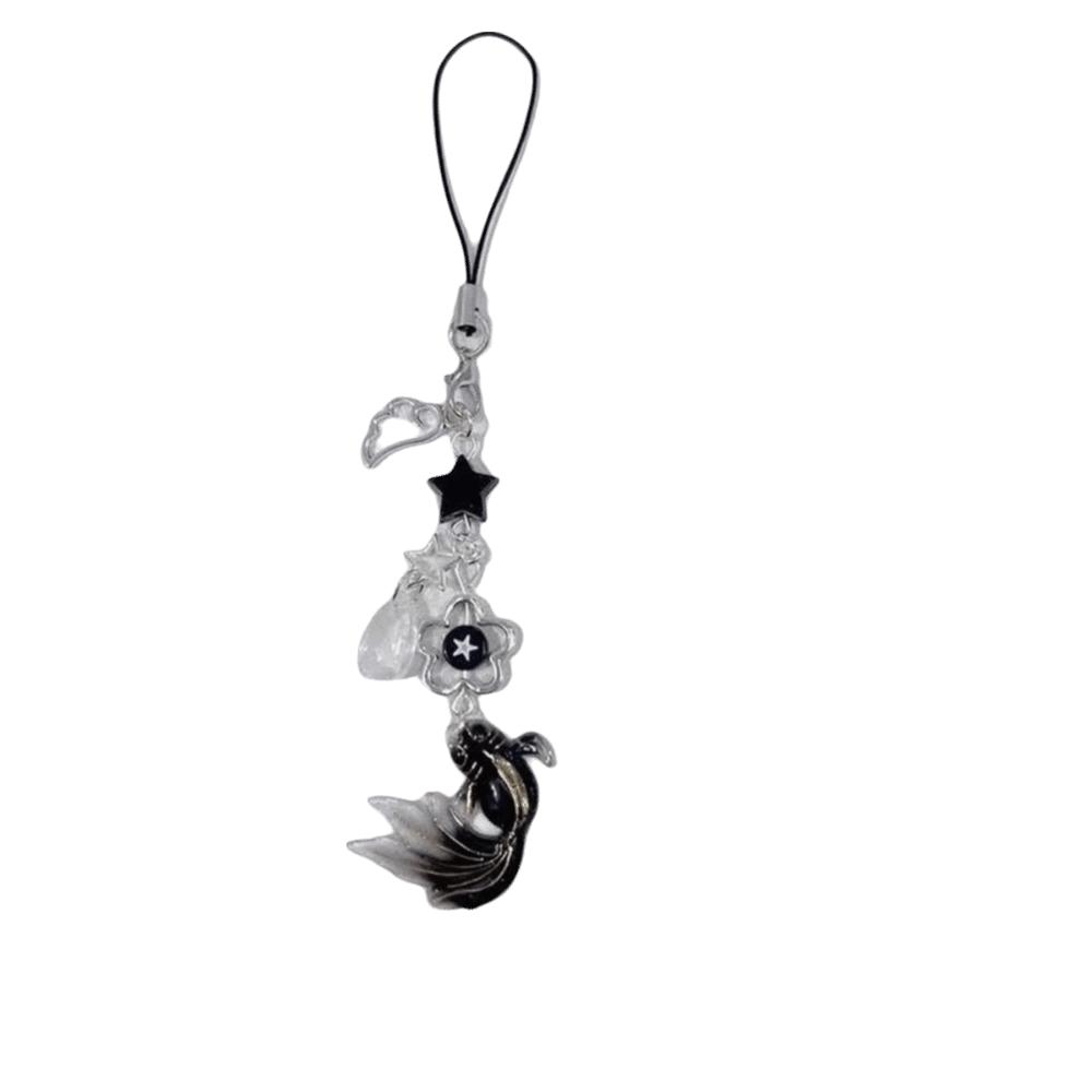 Simulation Fish Mobile Phone Chain Crystal Beads Beaded Keyring Keychain Charms Festival
