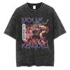 Hot Anime Demon Slayer Kokushibo Graphic Print Washed T Shirt Men Vintage Cotton Tshirts Manga Casual Tee Harajuku Male T-shirt