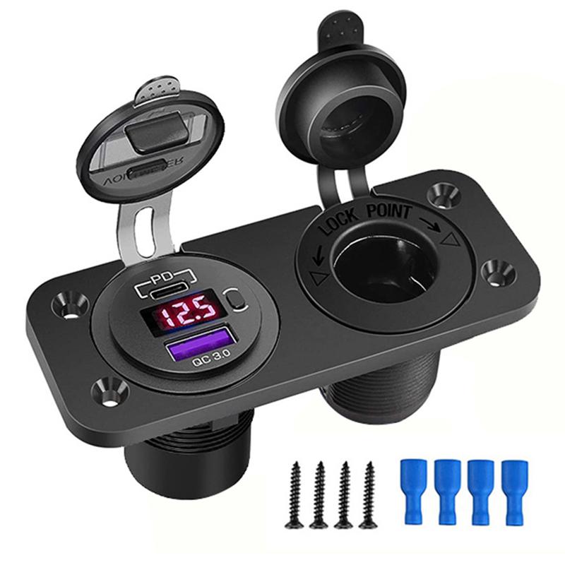 12 В-24 В PD Type C и QC 3,0 USB быстрая автомобильная розетка для зарядного устройства с переключателем, панель розеток для мотоцикла, лодки, RV, ATV