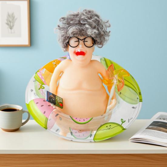 Stress Relief Doll Ornament Creative Squeeze Toy Bald Head Pinched Musical Ornament Home Desk Decor