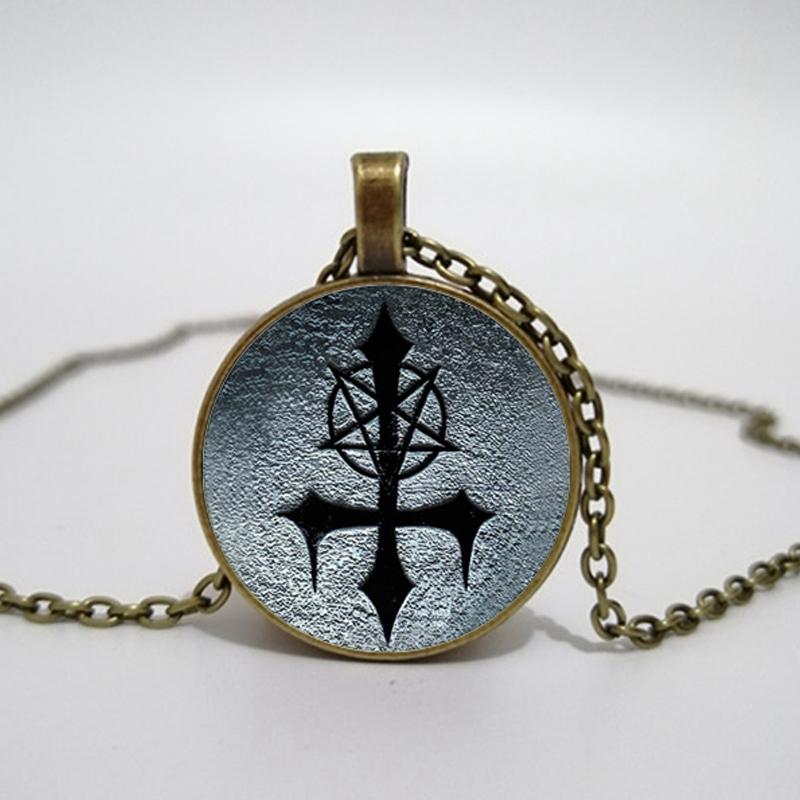 Satanic Goat Necklace Glass Dome Pendant Satanic Church Jewelry Inverted Pentagram Pendant Necklace