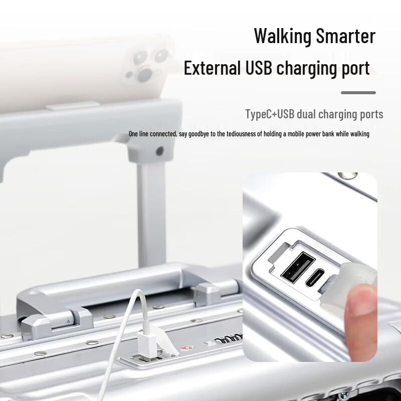 Чемодан TOBOOG с алюминиевой рамой, USB и подстаканником