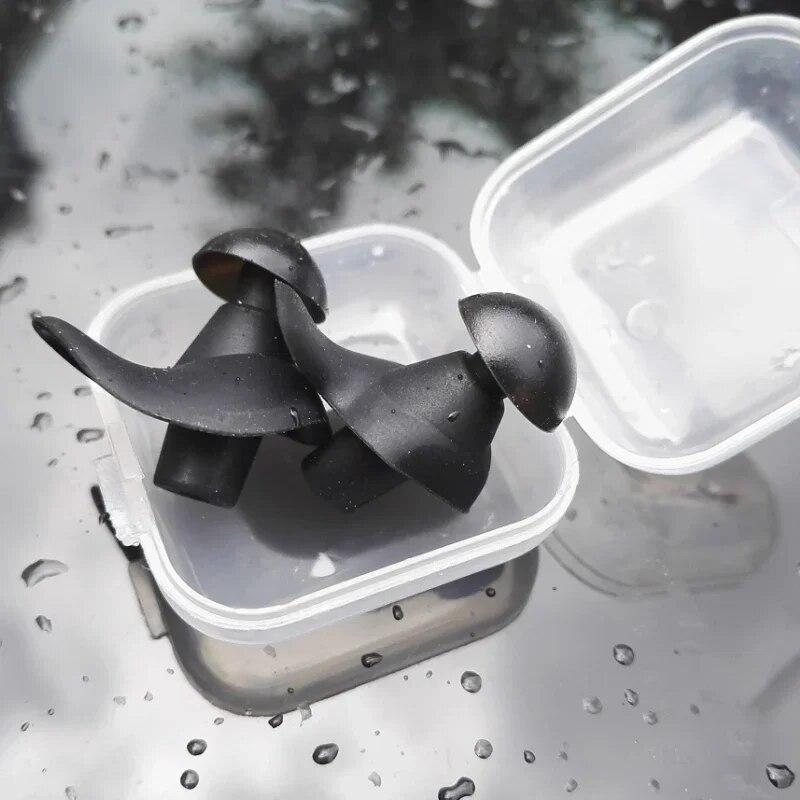 1Pair Waterproof Swimming Earplugs with Box Soft Silicone Spiral Ear Plug Anti Noise for Sleeping Snoring Diving Accessories Earplugs for Bathing