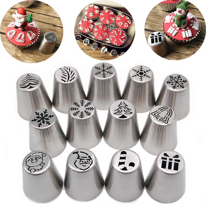 Russian Tulip Icing Piping Nozzles Christmas Stainless Steel Icecream Bakery Tips Pastry Bag Cupcake Cake Decorating Tools Molds