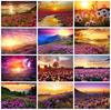 Diamond Painting Sunset Full Square Cross Stitch Sale Diamond Embroidery Landscape Mountain Flower Mosaic Decor For Home