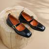 Fashion 2025 New Spring Split Leather Women Shoes Square Toe Mary Jane Shoes for Women Shoes Women Pumps Heels for Women Buckle Strap