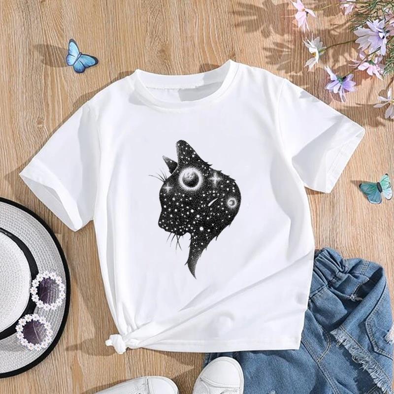 (Asian Size) Women Fashion T Shirt Cute Pet Cat 90s Trend Clothing Print Tee Top Woman Female Short Sleeve Graphic T-shirts