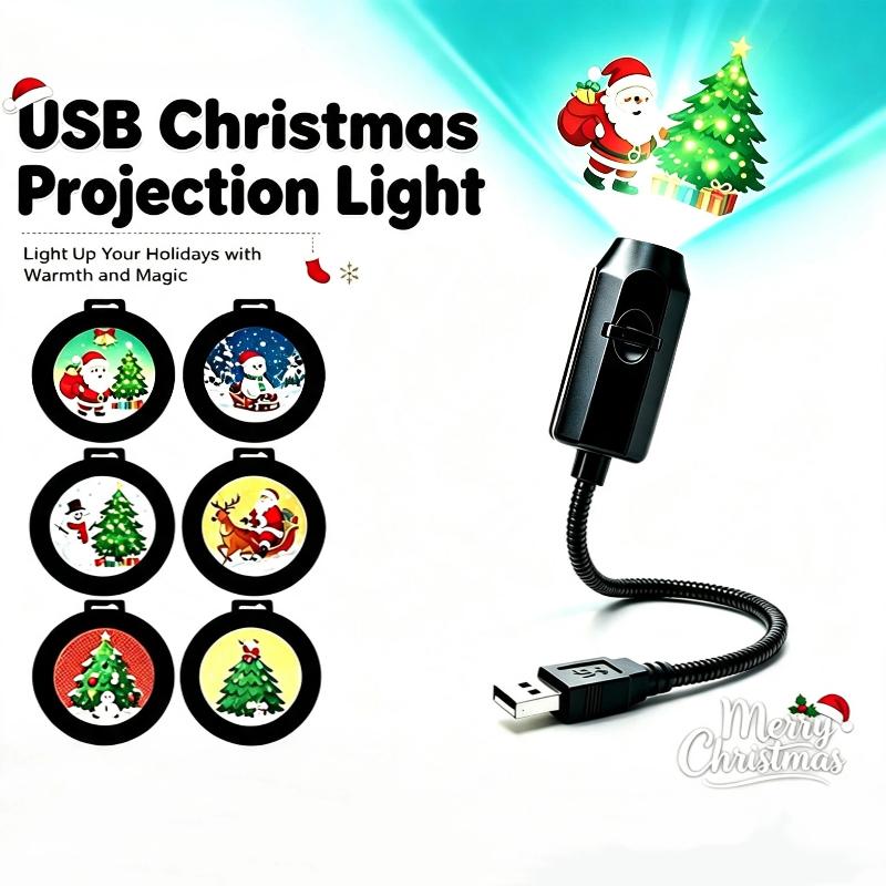 USB Рождественский 360-градусный проектор ночник, подходит для детских спален, подарков на день рождения и домашнего декора