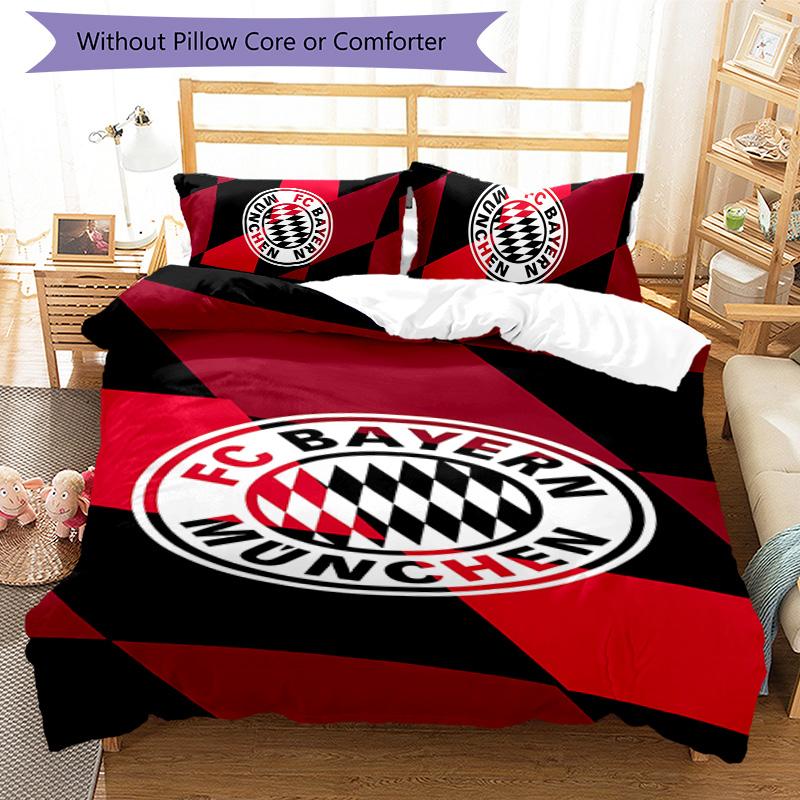 3pcs Football club logo pattern bedding set duvet cover set includes duvet cover &pillowcases,perfect all season bedroom decoration&gift
