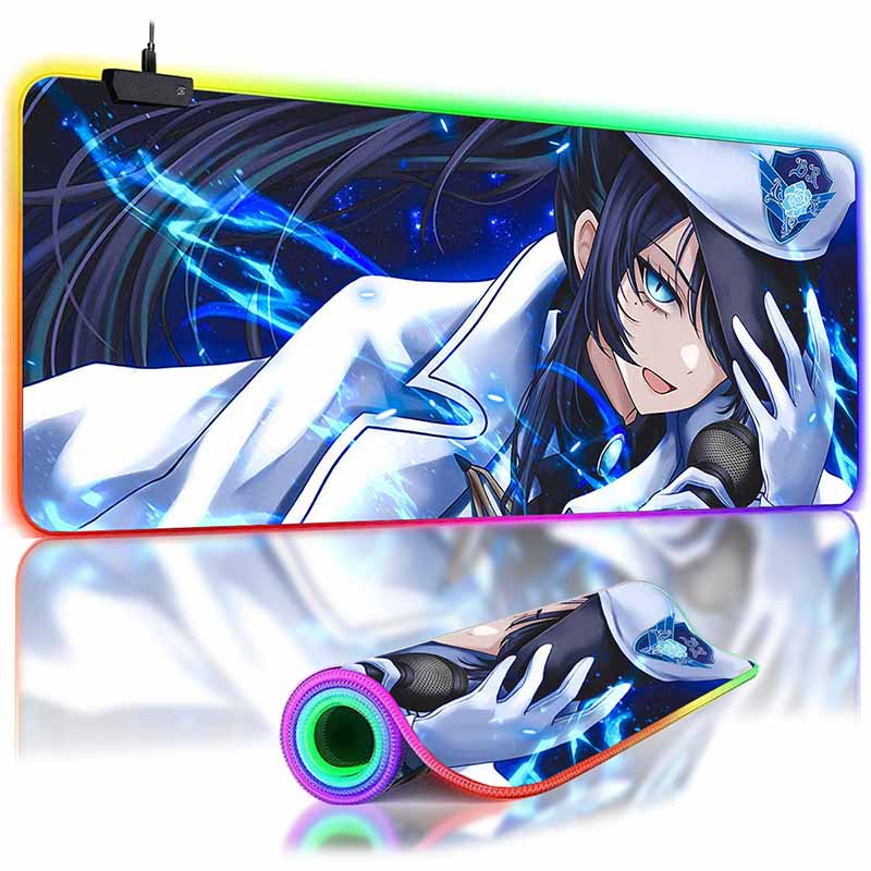 Kawaii Аниме LED Коврик для мыши HD Печать Виртуальный Идол Игровой Коврик для стола RGB Подсветка Нескользящий Коврик для мыши XXL Клавиатура ПК Настольные коврики