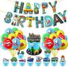 Traffic Vehicles Birthday Decoration Traffic Car Latex Balloon Train Plane Taxi Banner Kids Happy Traffic Birthday Party Decors