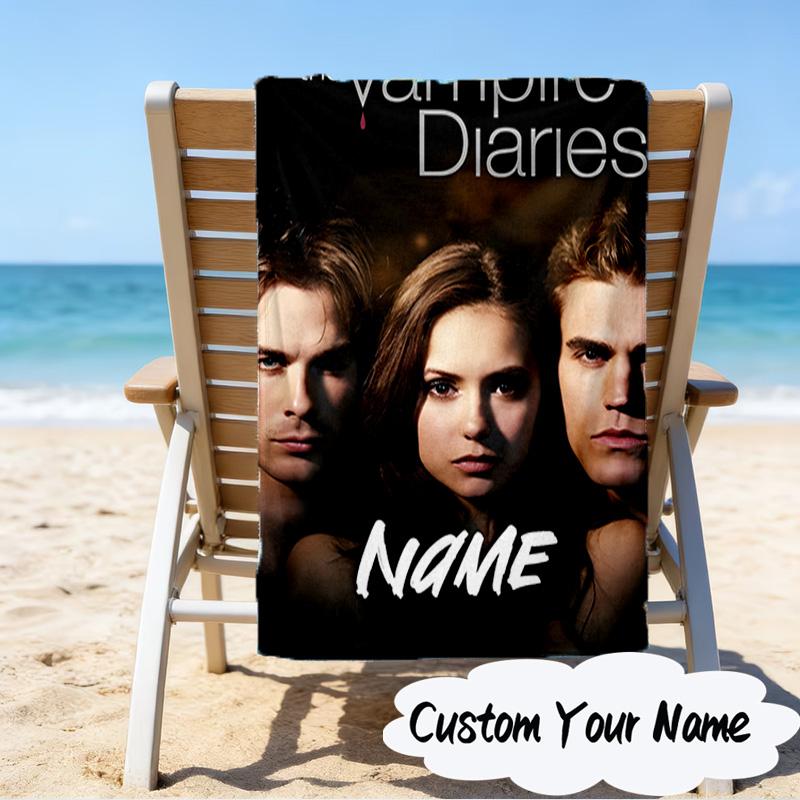 Custom Name Vampire Diaries Microfiber Beach Towel Super Soft & Absorbent for Bath, Beach, Travel Bath Time Accessory, Fan gifts