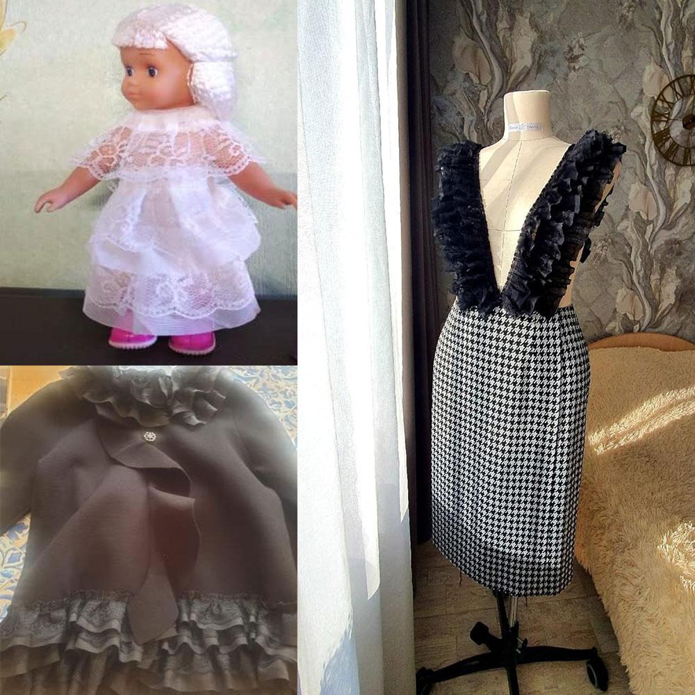 Ширина 13 см Трехслойная плиссированная шифоновая ткань Кружевная оборка Отделка воротника Вышивка Лента DIY Свадебное платье Кукольная одежда Принадлежности