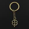 Fashion 30mm Key Ring Metal Key Chain Keychain Jewelry Antique Bronze Silver Color Hollow Four Leaf Clover 24x17mm Pendant