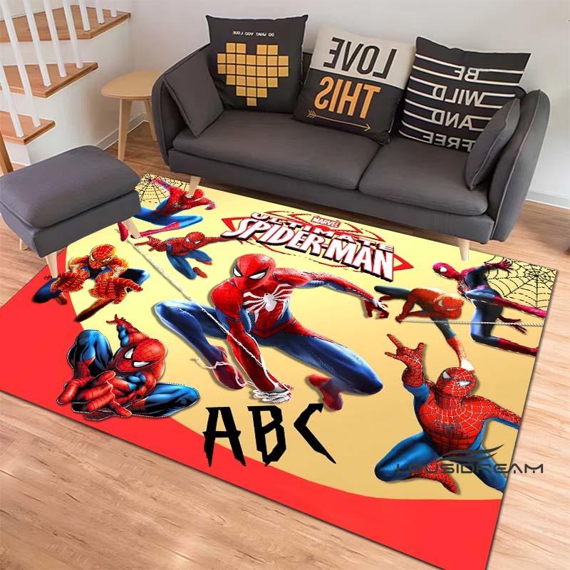 3D-Printed Cartoon Spider-Man Rug — Ideal for Home Decor (Bedroom, Living Room, etc.); Fluffy Square Carpet, Soft Area Rug, and