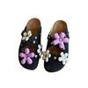 Sheepskin Version~ Niche Design Removable Flower Buckle Birkenmuller Shoes Women's Retro Rivets Thick-soled Bag Head Slippers